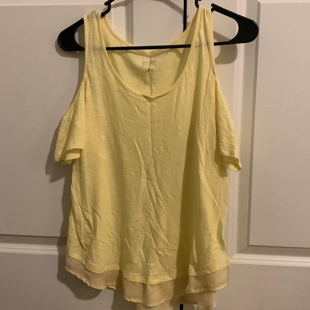 Yellow New York and company cold shoulder top.